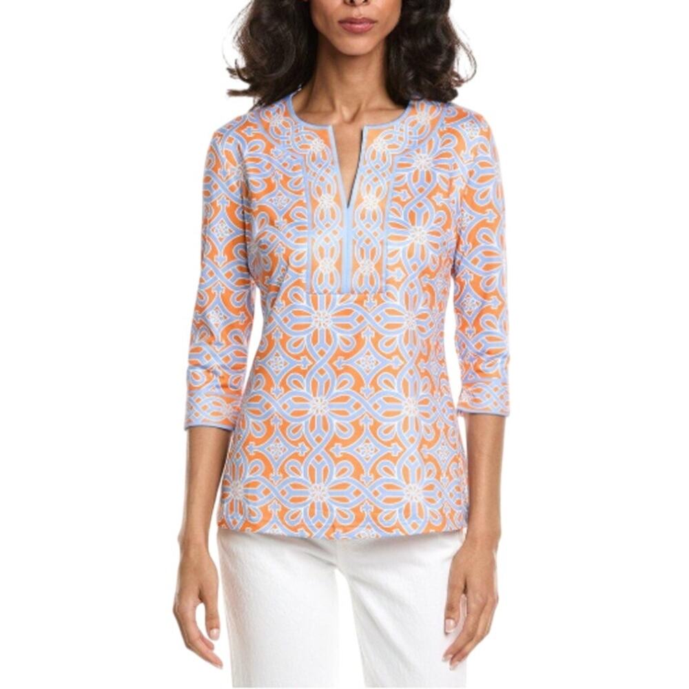 Gretchen Scott Jersey Split Neck Tunic Top Multi Size Large
